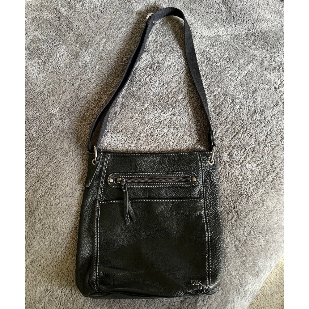 The Sak Black Leather Medium Shoulder Handbag Purse - Picture 1 of 9